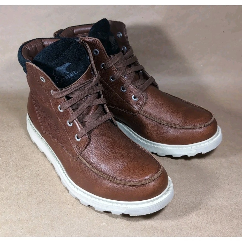Sorel Madson‎ II Men's 8.5 Moc Toe Ankle Boots Brown Leather Waterproof Chukka